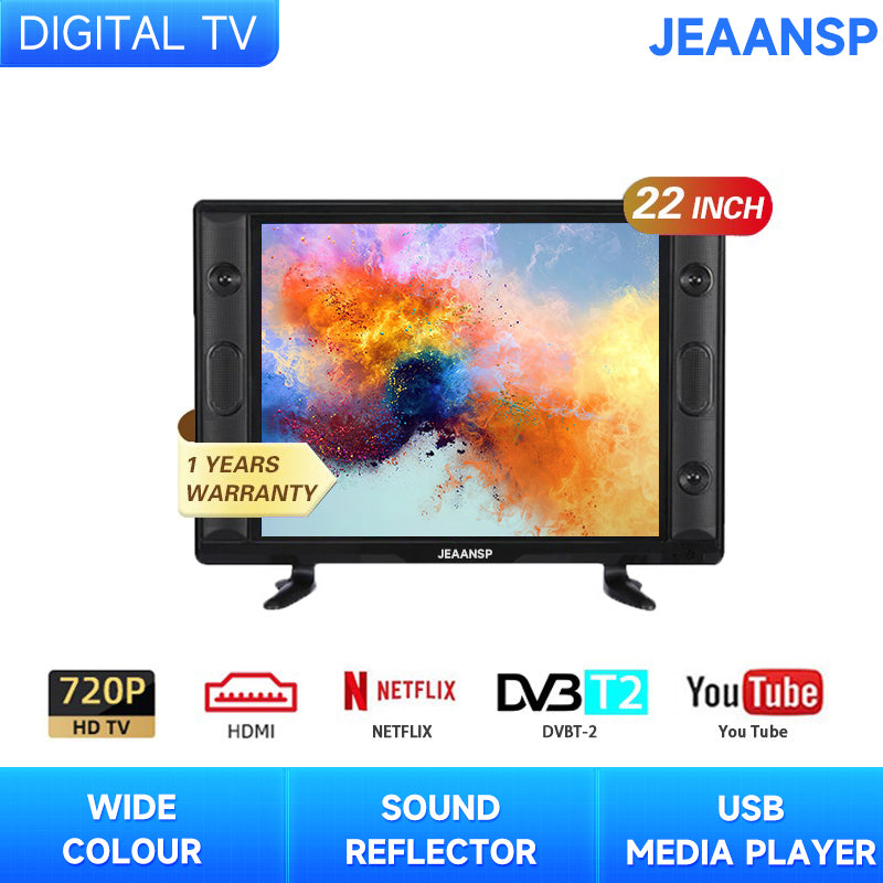 JEAANSP TV 19/22/24/26/32/40/43/46/50 inch HD Digital TV with VGA&HDMI+Smart TV BOX&Free Wall Bracket Build in DVB-T2 With Youtube Netflix Bluetooth Wifi Android TV