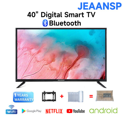 JEAANSP TV 19/22/24/26/32/40/43/46/50 inch HD Digital TV with VGA&HDMI+Smart TV BOX&Free Wall Bracket Build in DVB-T2 With Youtube Netflix Bluetooth Wifi Android TV