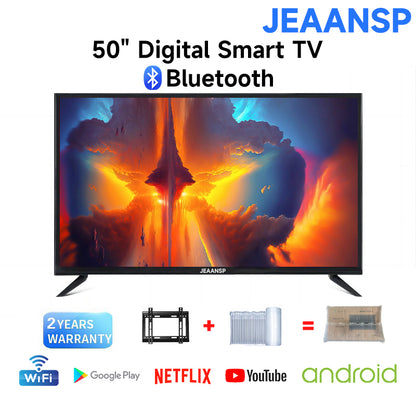 JEAANSP TV 19/22/24/26/32/40/43/46/50 inch HD Digital TV with VGA&HDMI+Smart TV BOX&Free Wall Bracket Build in DVB-T2 With Youtube Netflix Bluetooth Wifi Android TV