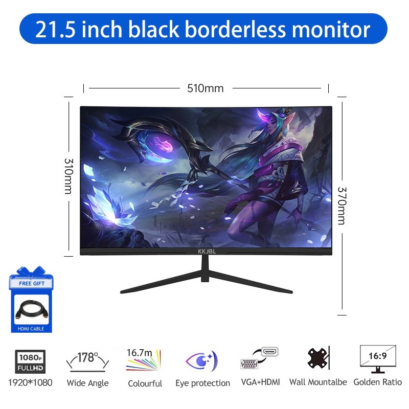 JEAANSP Borderless PC Monitor With-Speaker Display-60HZ-75HZ-1080P Gaming Monitor Office monitor gamer Monitor（Warranty 12 months）