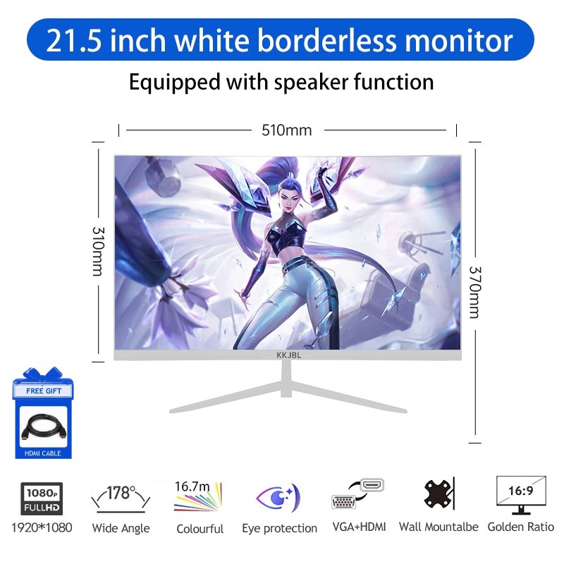 JEAANSP Borderless PC Monitor With-Speaker Display-60HZ-75HZ-1080P Gaming Monitor Office monitor gamer Monitor（Warranty 12 months）