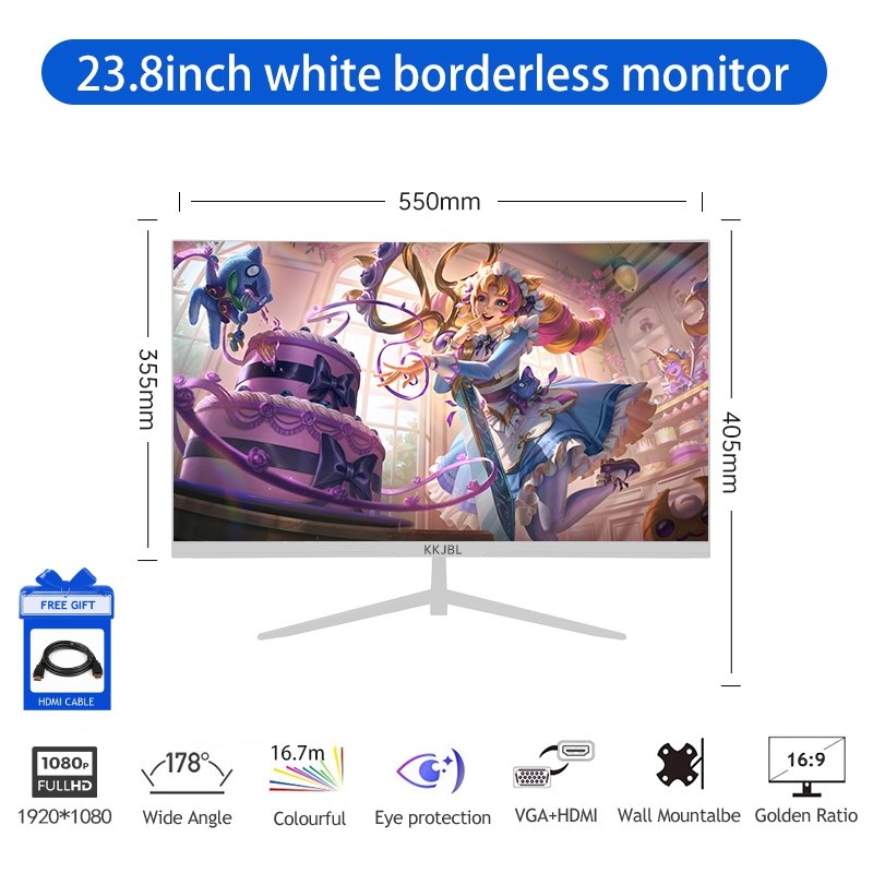 JEAANSP Borderless PC Monitor With-Speaker Display-60HZ-75HZ-1080P Gaming Monitor Office monitor gamer Monitor（Warranty 12 months）